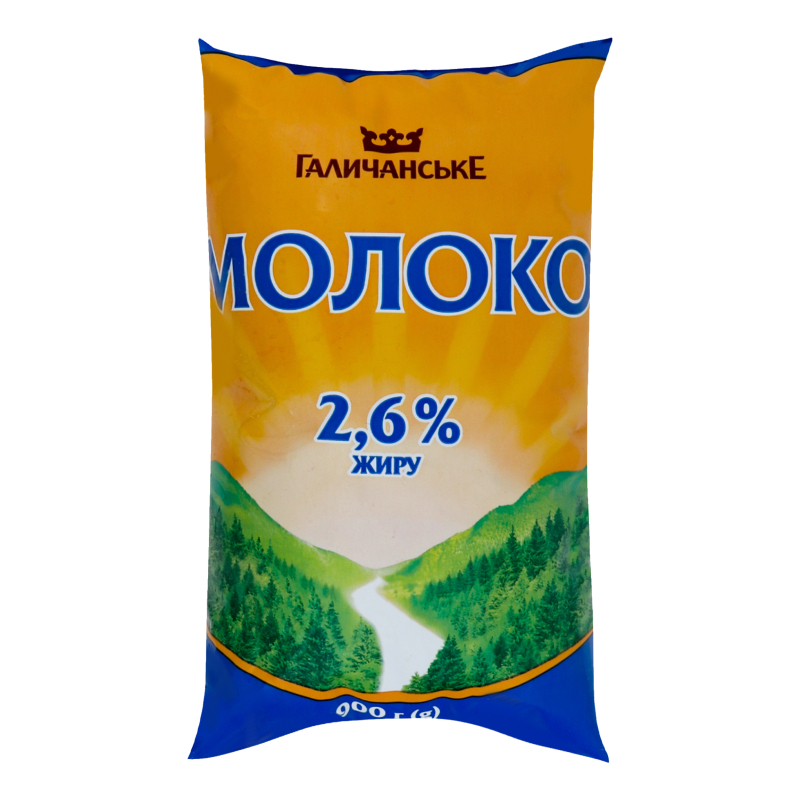 Молоко ГаличанськЕ 2,6% 900мл Укр п/пл