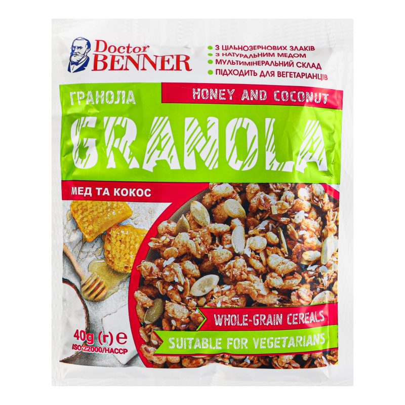 Гранола Dr Benner 40г Мед та кокос