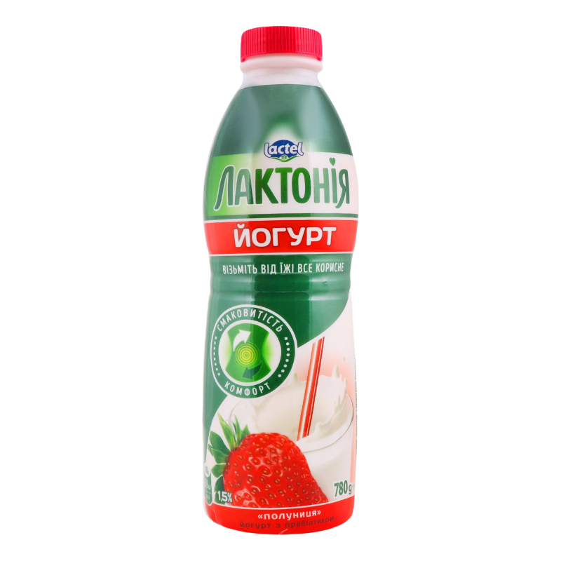 Йогурт Лактонія 1,5% 780г Полуниця
