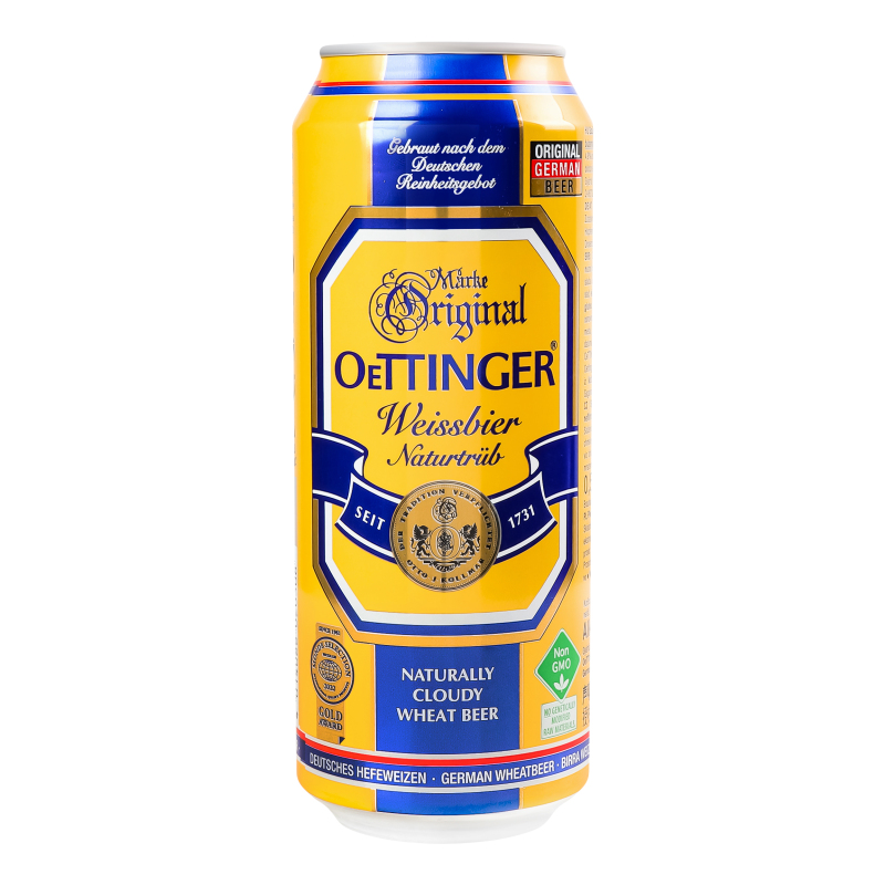 Пиво Oettinger 0,5л Weissbier 4,9% ж/б