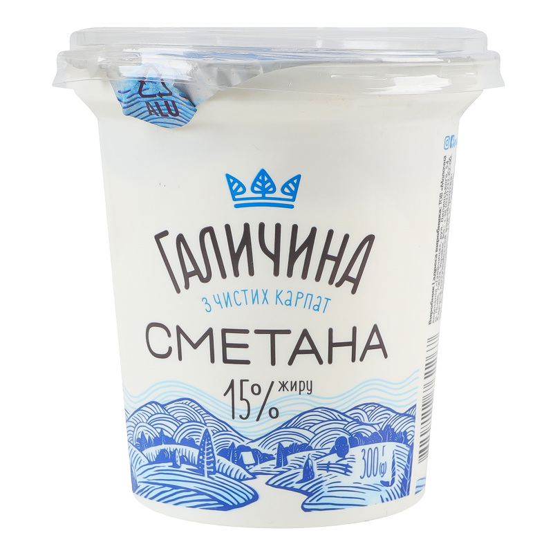 Сметана Галичина 15% 300г ст