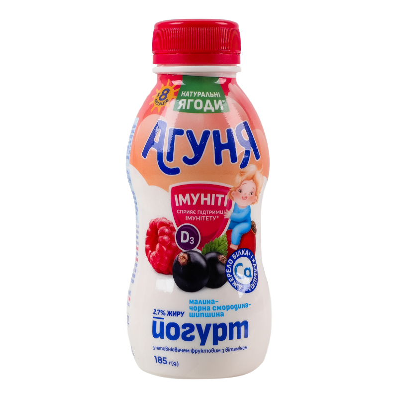 Йогурт Агуня 2,7% 185г Малина-смородина