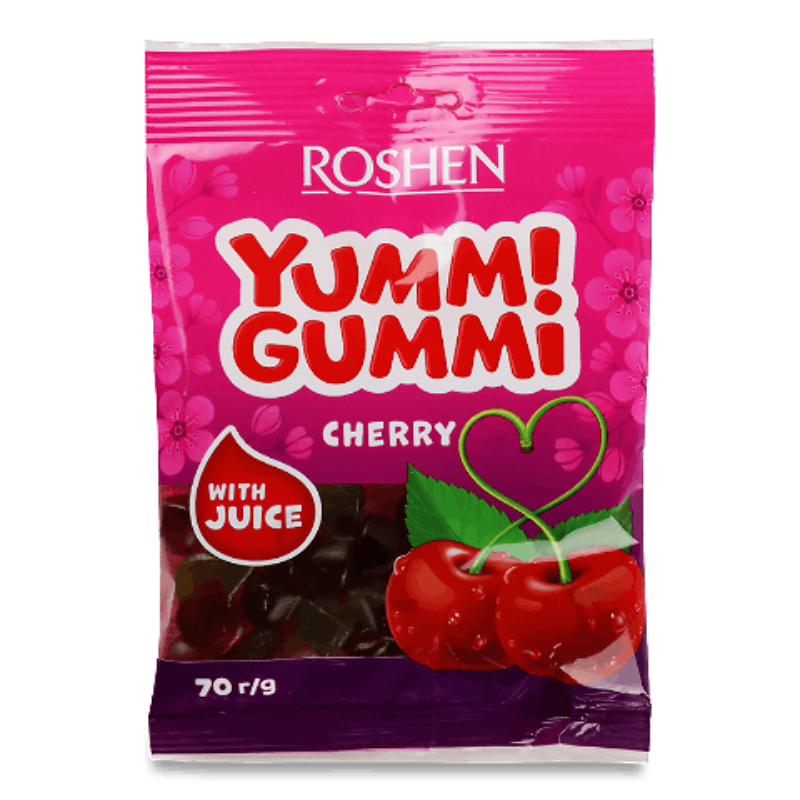 Цукерки ROSHEN 70г Yummi Gummi cherry