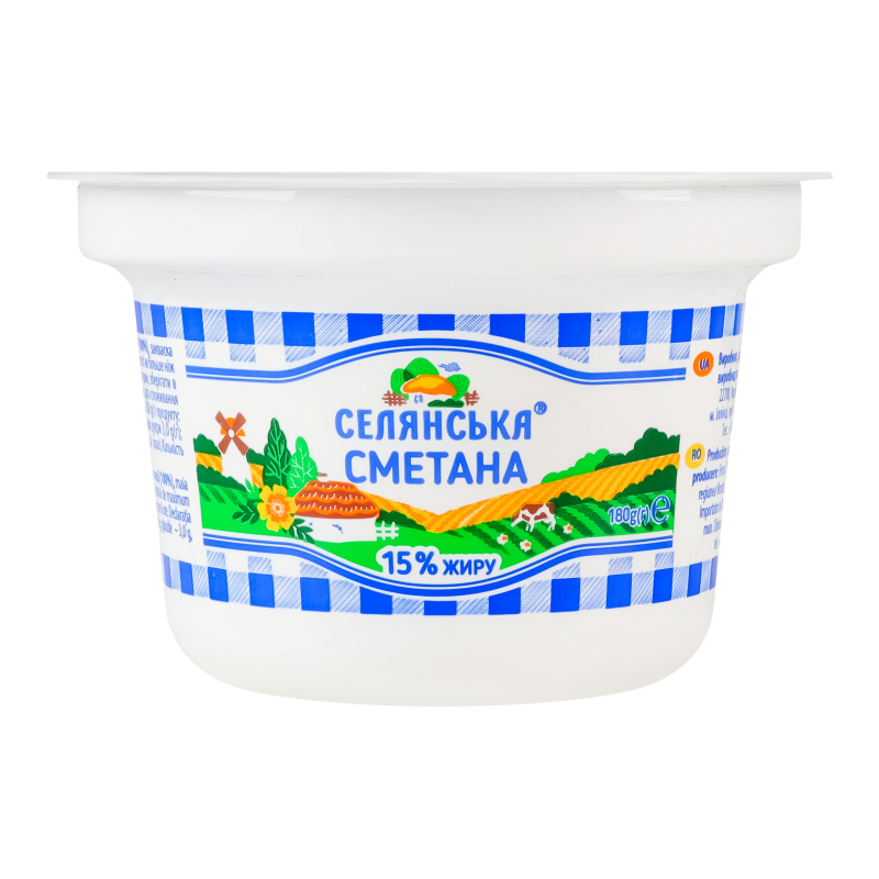 Сметана Селянська 15% 180г ст