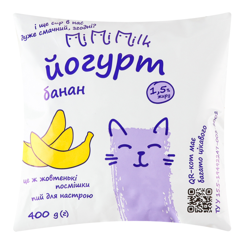 Йогурт Mimimilk 1,5% 400г Банан