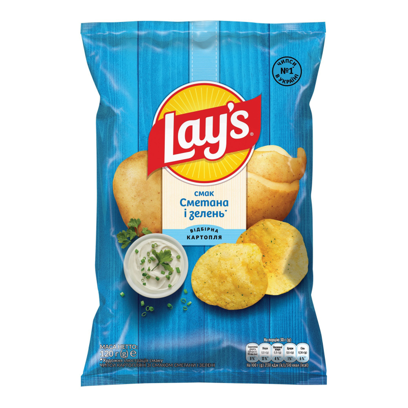 Чипси Lay's 120г Сметана-зелень