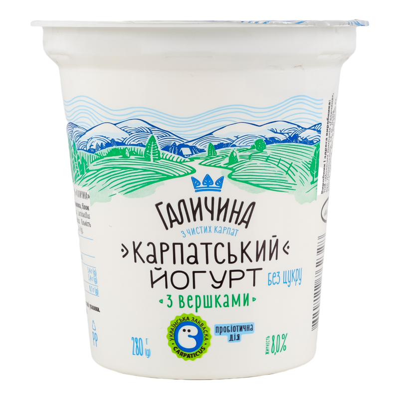Йогурт Галичина 8% 280г КарпатськВершСт