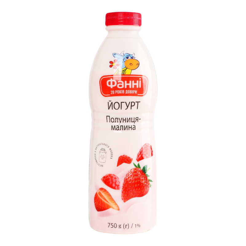Йогурт Фанні 1% 750г ПолуницяМалина