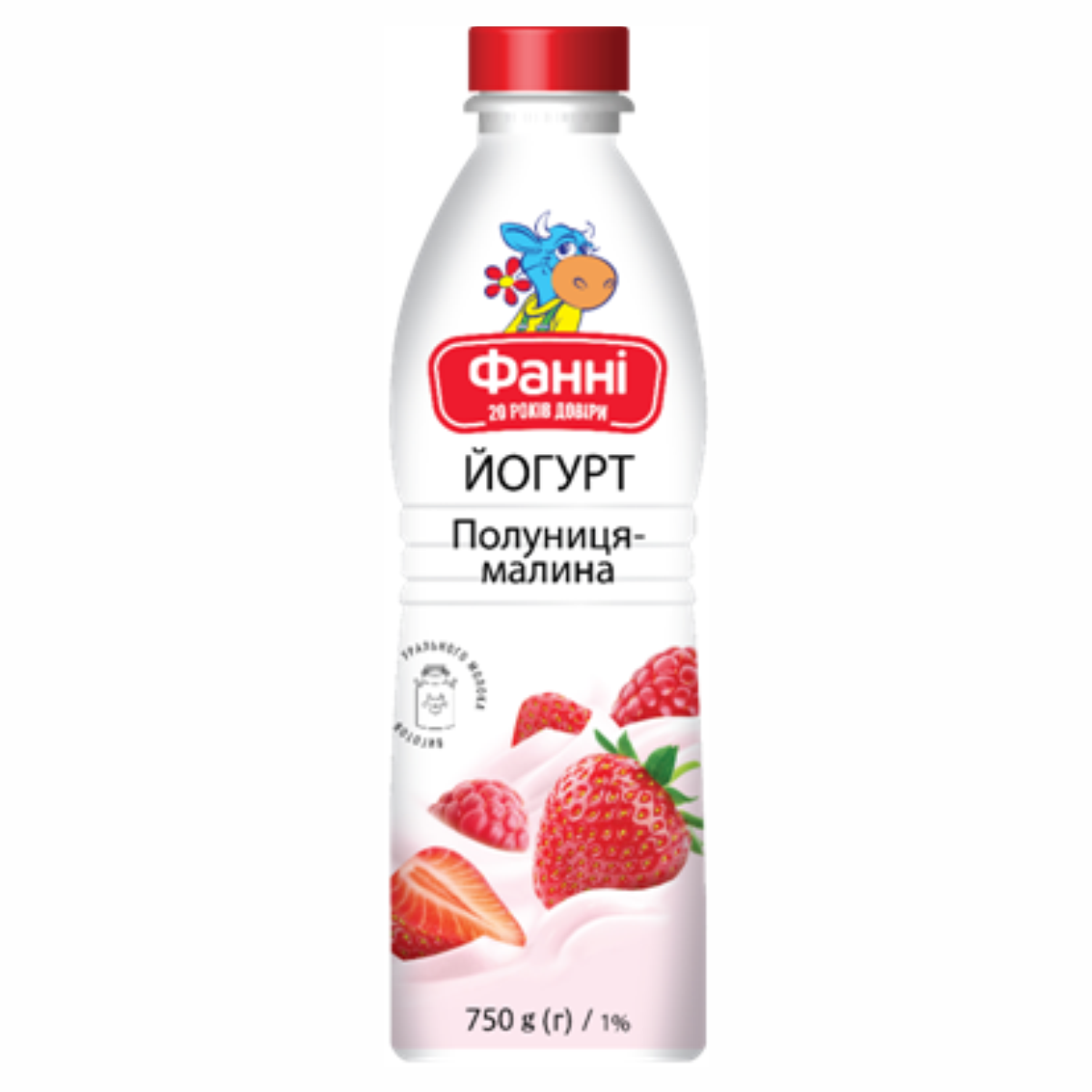 Йогурт Фанні 1% 750г ПолуницяМалина