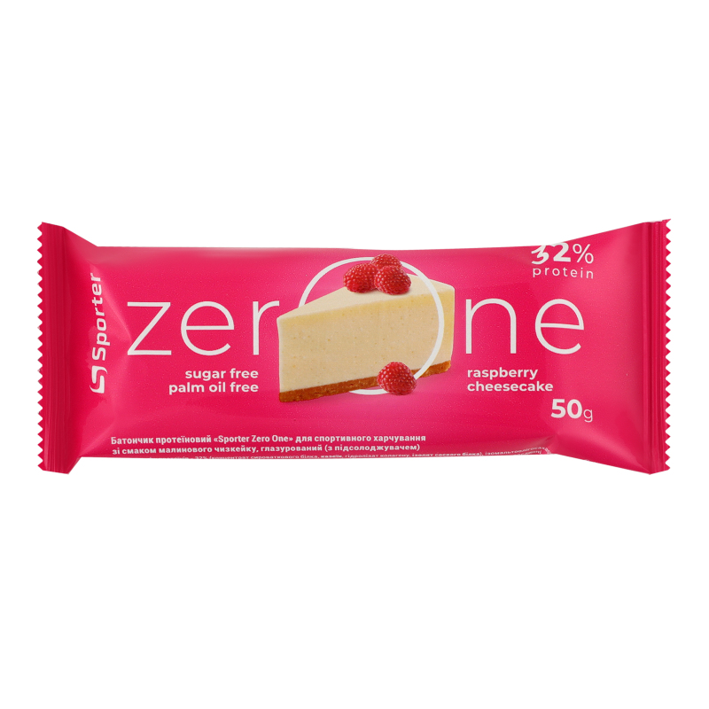 БатонSporter50гZeroOne малин чіз протеїн