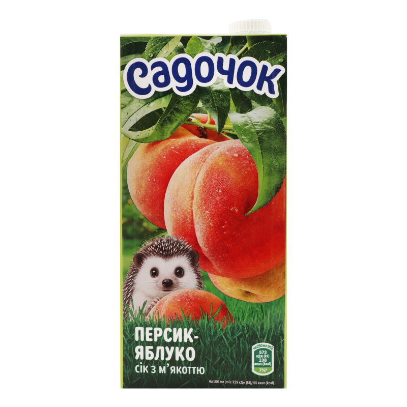Сік Садочок 0,95л Персик яблуко з мякотт
