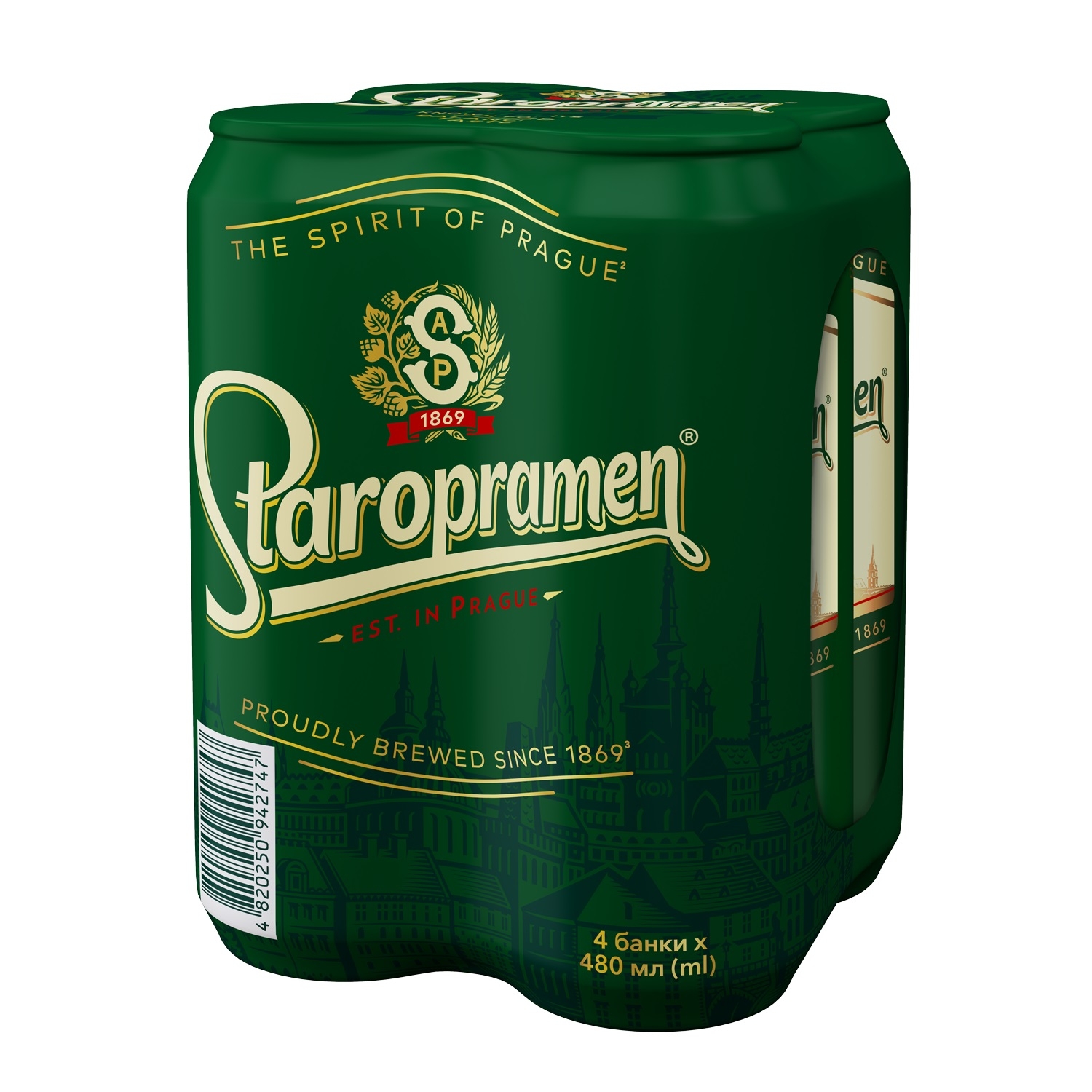 Пиво Старопрамен 4*0,48л 4,2% з/б