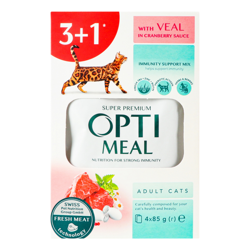 Корм Optimeal дк 4*85г Телят журавл соус