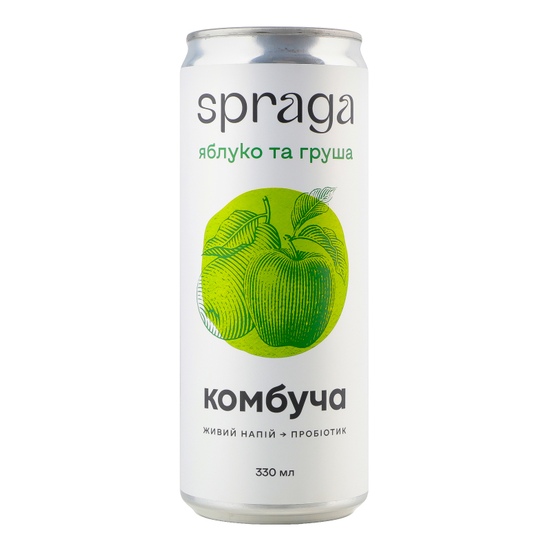 Напій Spraga 330мл Комбуча ябл груша ж/б