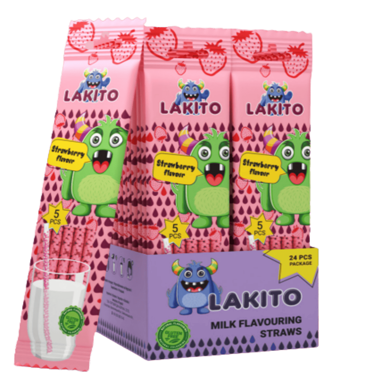 Трубочки д/молока Lakito 30г Полуниця