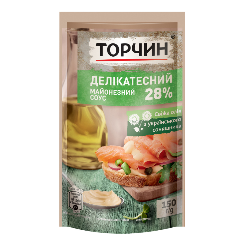 Майонезн соус Торчин 28% 150г Делікатесн
