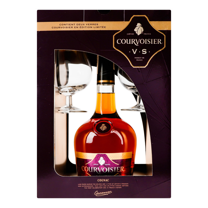 Коньяк Courvoisier 0,7л VS+2бокала 40%