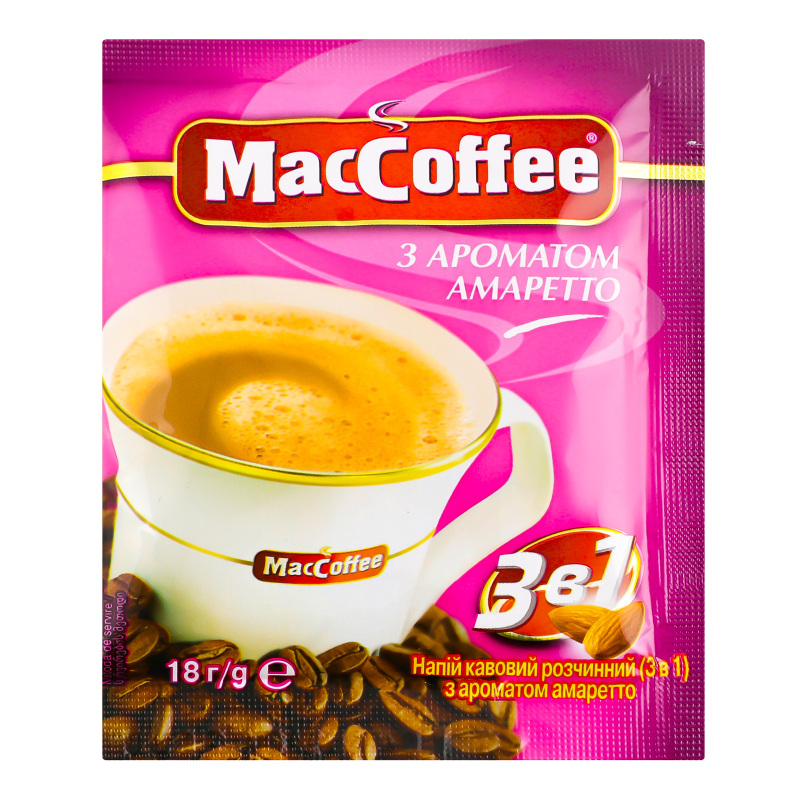 Напій кавовий MacCoffee 3в1 18г Амарето
