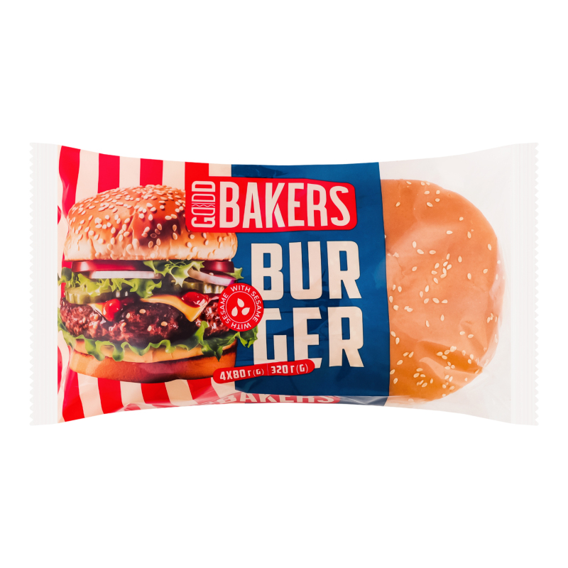 Булочка GoodBakers320г д/бург кунжут 4шт
