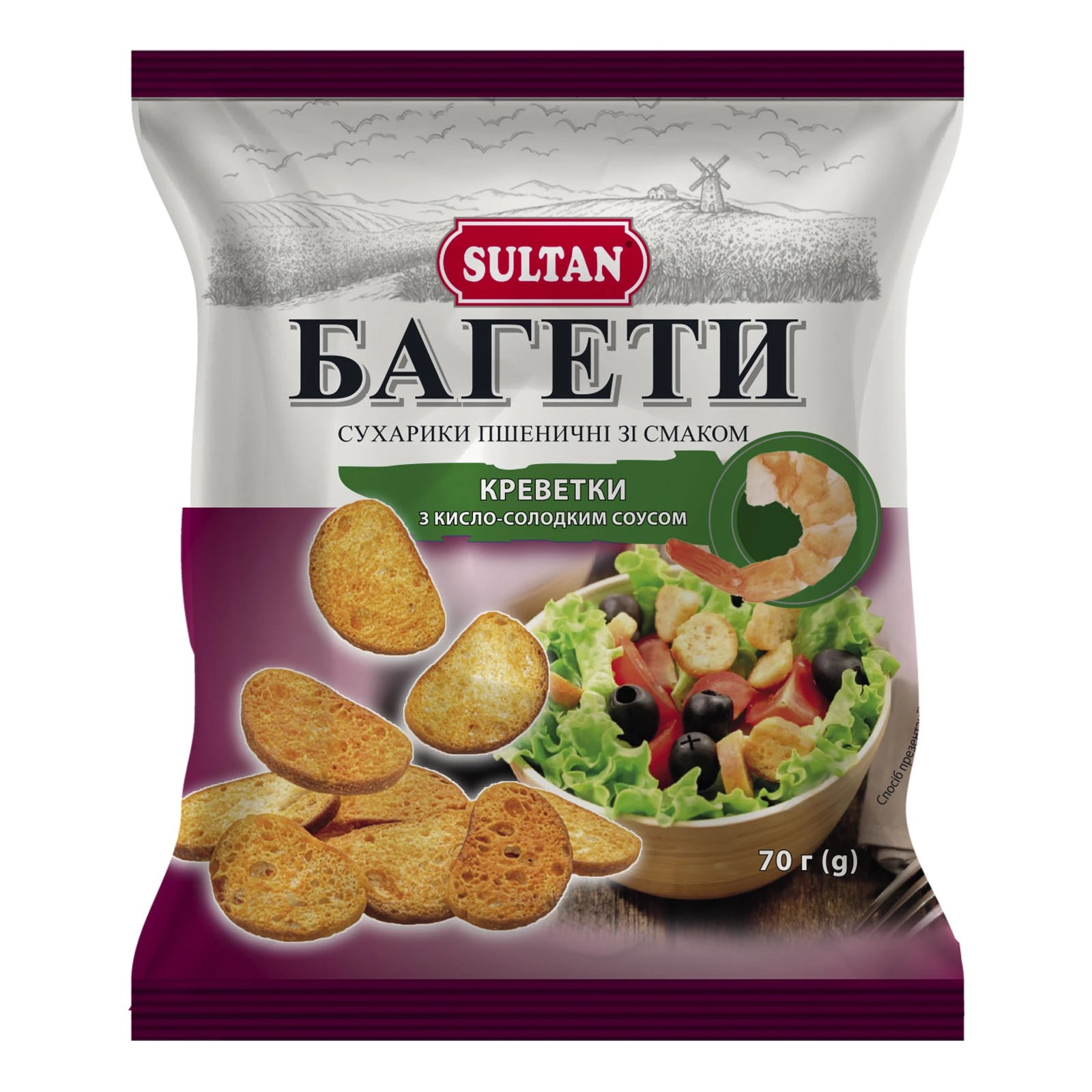Сухарики Sultan 70г Креветка пшен