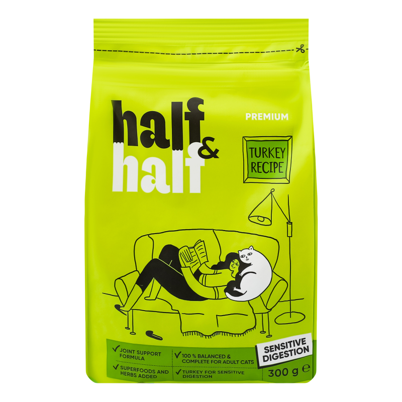 Корм сухий Half&Half 300г д/ко чу тр інд