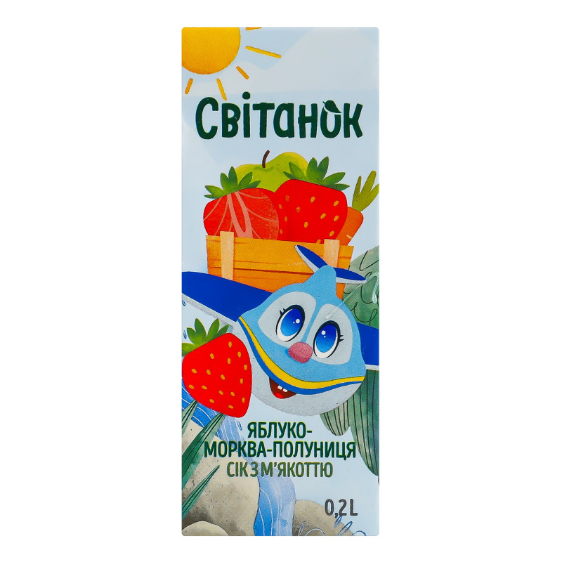 Сік Світанок 0,2л Яблуко-Морква-Полуниця