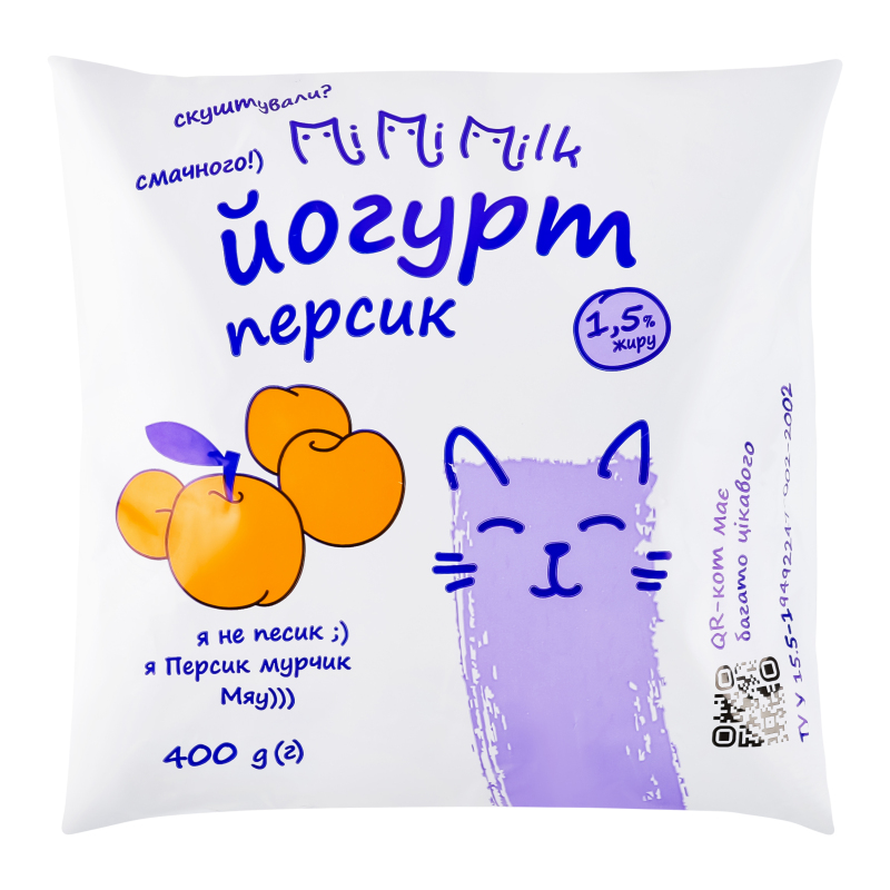 Йогурт Mimimilk 1,5% 400г Персик