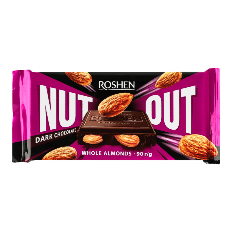 Шоколад ROSHEN 90гNutOut Чор ціл ліс гор