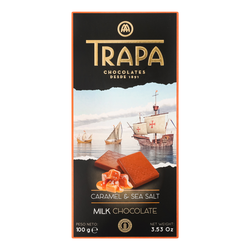 Шоколад Trapa 100г Молочний з карамеллю