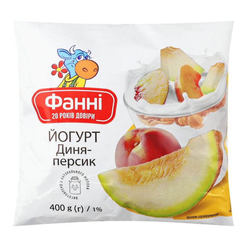 Йогурт Фанні 1% 400г Диня-персик п/пл