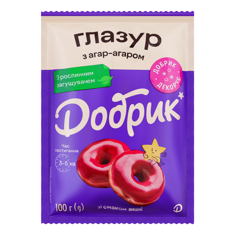 Глазур Добрик 100г з агар-агаром виш рож