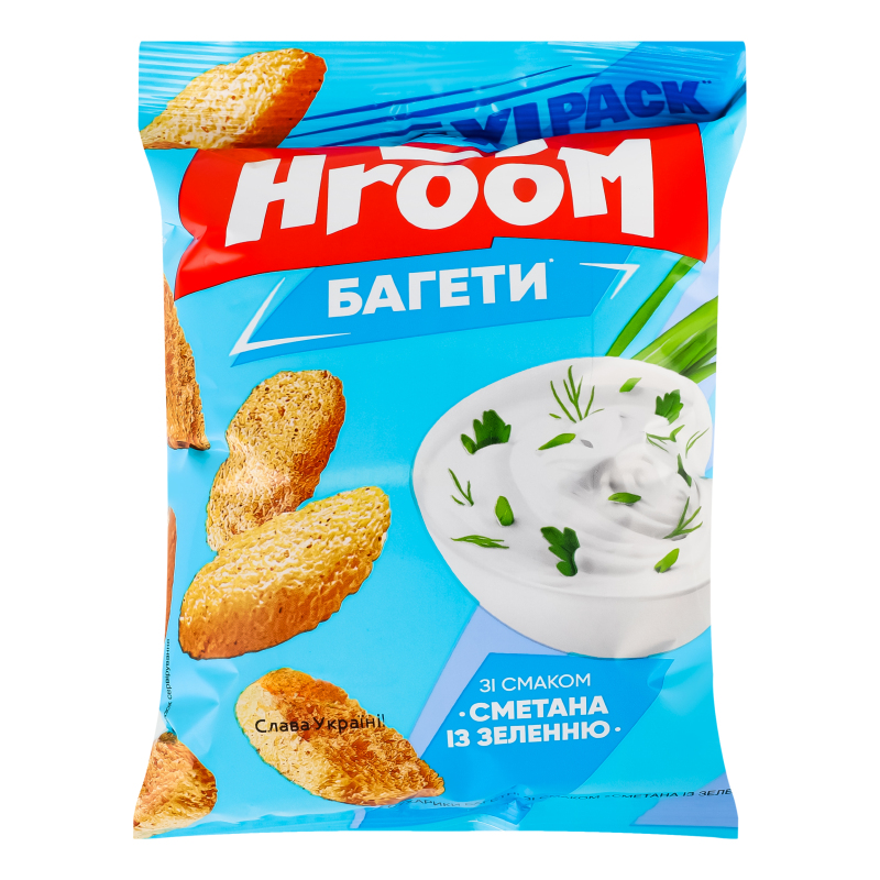 Сухарики Hroom 100г Сметана із зеленню