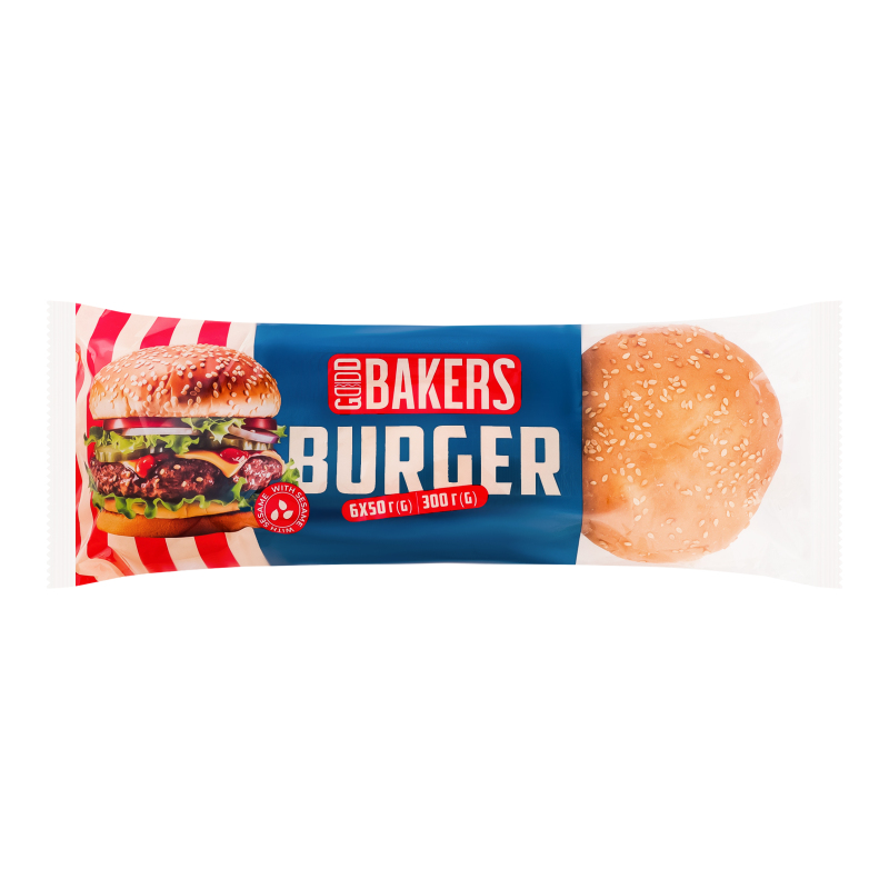Булочка GoodBakers300г д/бург кунжут 6шт