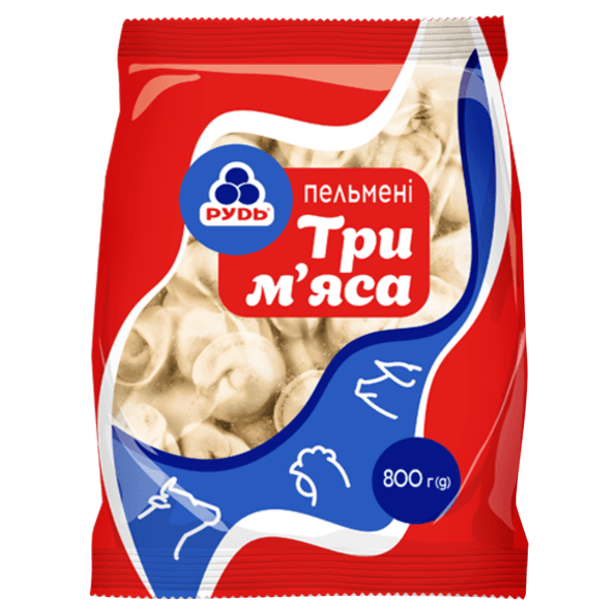 Пельмені Рудь 800г Три мяса