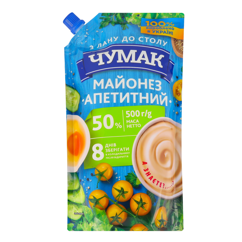 Майонез Чумак 50% 500г Апетитний д/п