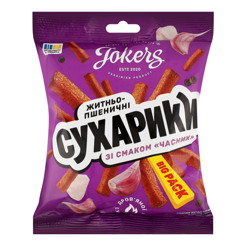 Грінки JokerS 100г Часник житньо-пшеничн