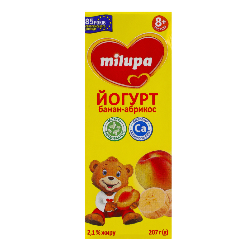 Йогурт Milupa 2,1% 207г абрикос-банан