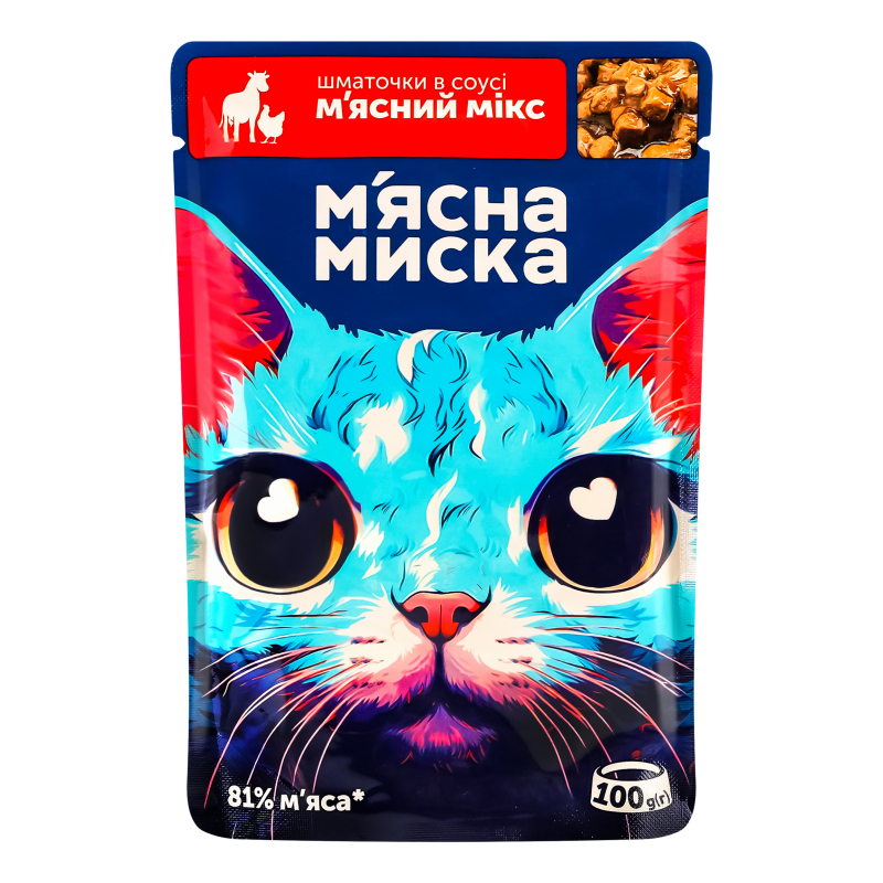 Корм Мясна миска дк 100г Мясний мікс