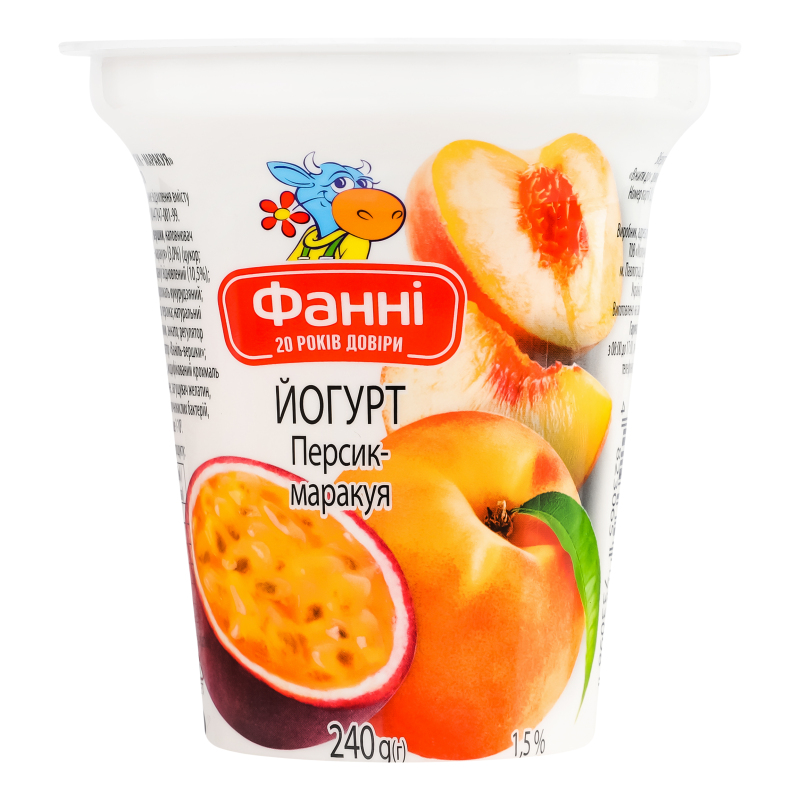 Йогурт Фанні 1,5% 240гПерсик-маракуя ст