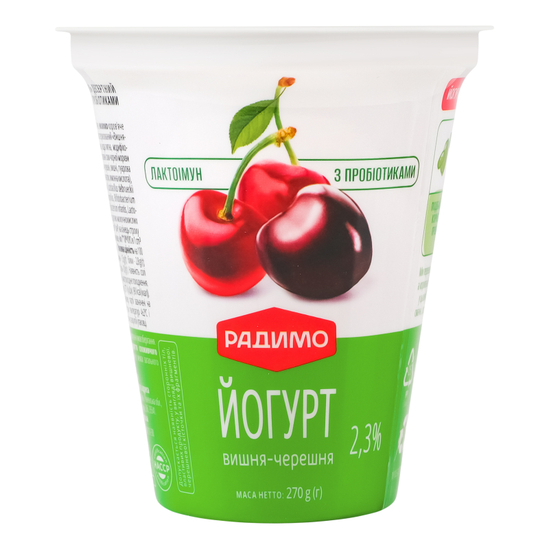 Йогурт Радимо 2,3% 270г ВишняЧереш стак