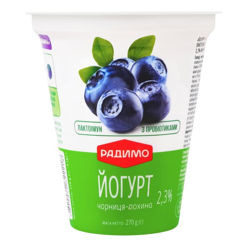 Йогурт Радимо 2,3% 270гЧорнЛохина стак
