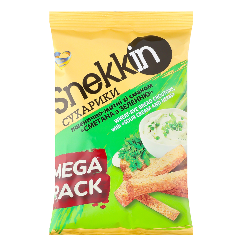 Сухарики Snekkin 150гСметЗелен пшн-житні