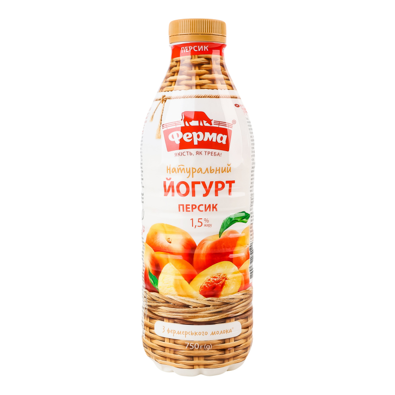 Йогурт Ферма 1,5% 750г Персик пл