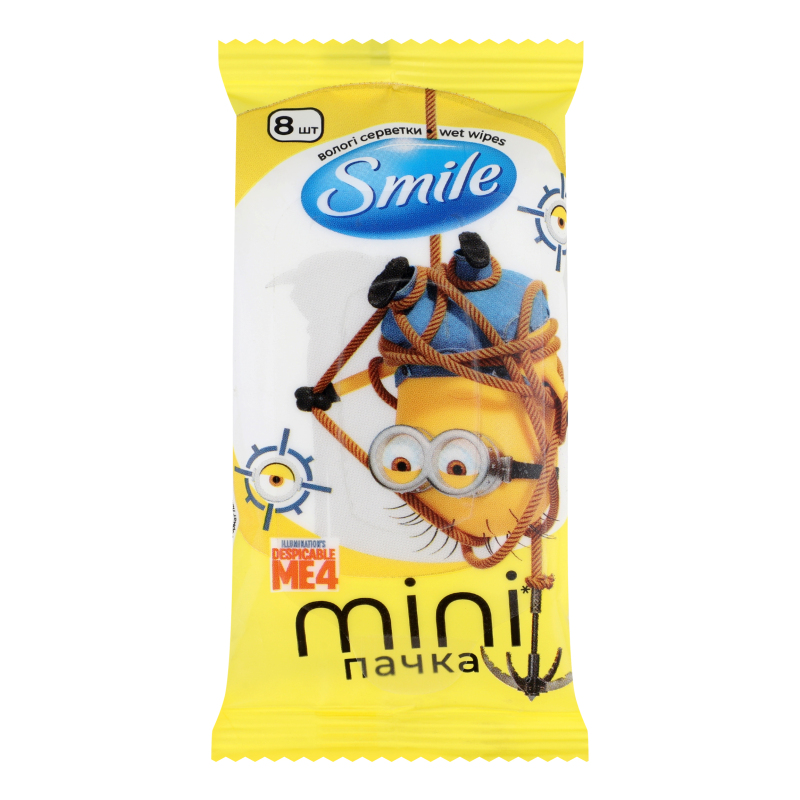 Серветки вологіSmile8штMini міньйон