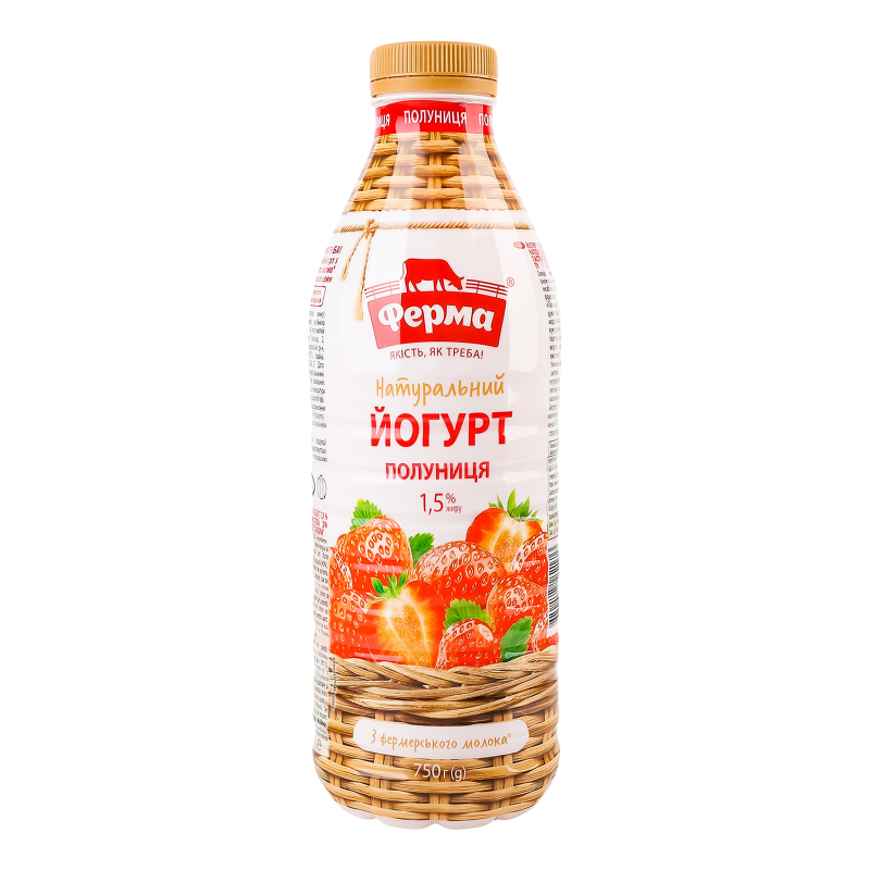 Йогурт Ферма 1,5% 750г Полуниця пл