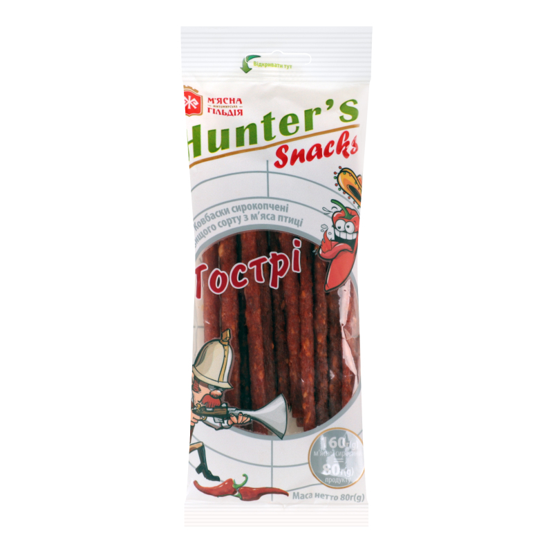 Ковбаски МяснаГільдія 80г Hunter Гострі