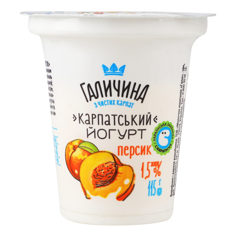 Йогурт десерт Галичина 1,5% 115г Персик