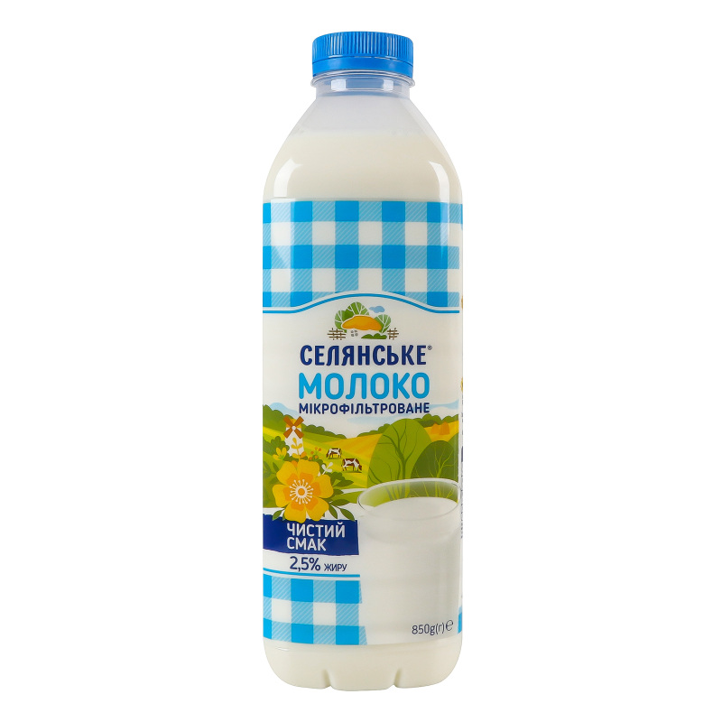 Молоко Селянське 2,5% 850г МікрофільтПет