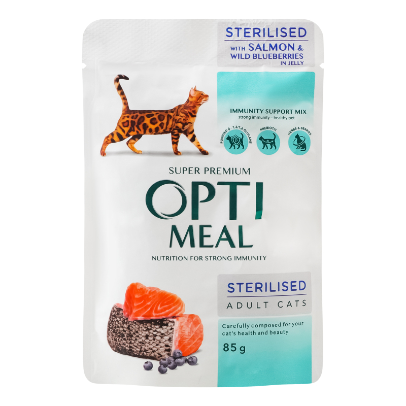 Корм Optimeal дк 85г Лосось-чорниця