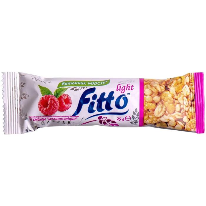 Батончик-мюслі Fitto light 25гМалинаГліц
